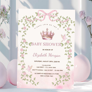 Convite Chuva de Rosa Coroa Arco Floral Baby Shower