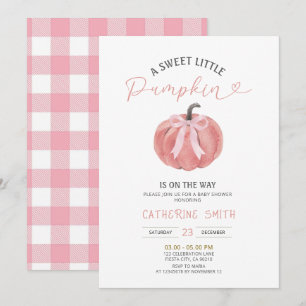 Convite Chuva de Rosa de Outono Abóbora Baby Shower