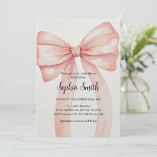 Convite Chuva de Rosa em Aquarela Baby Shower de Menina