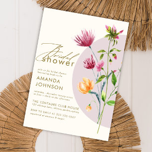 Convite Chuva de Rosa Floral Boêmia Elegante Chá de Noiva