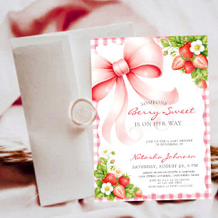 Convite Chuva de Rosa - Morango Doce - Baby Shower
