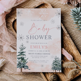 Convite Chuva de Rosa Natal Encantado Baby Shower