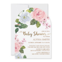 Chuva de Rosas Florais Rosa Branca Baby Shower
