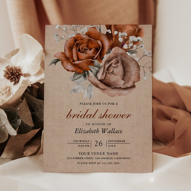 Convite Chuva de Rosas Laranja Queimada em Terracota para  (Criador carregado)