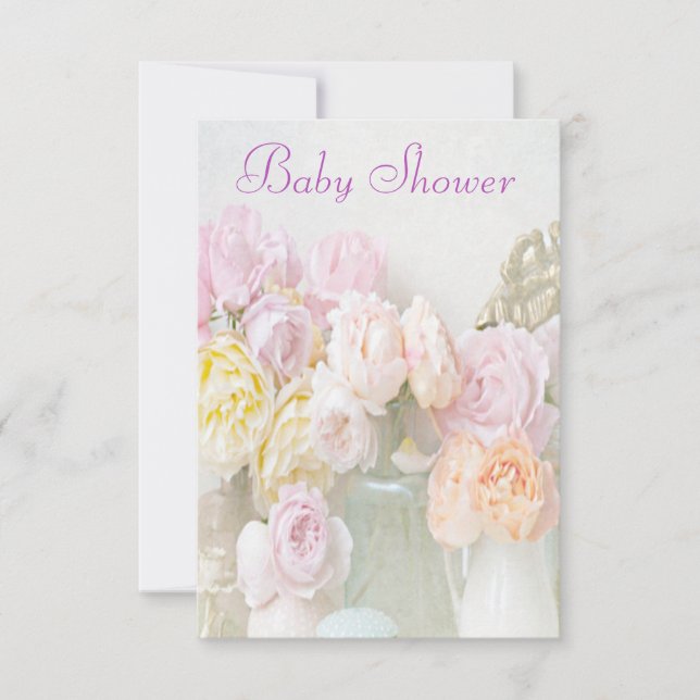 Convite Chuva de Rosas Românticas em Jars Baby Shower (Frente)