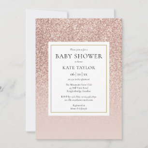 Convite Chuva de Rosé Dourado / Baby Shower