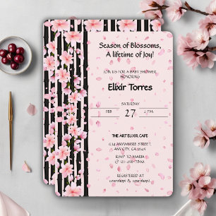 Convite Chuva de Sakura Primavera Bebê Shower
