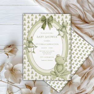 Convite Chuva de Sapinhos Verde para Baby Shower