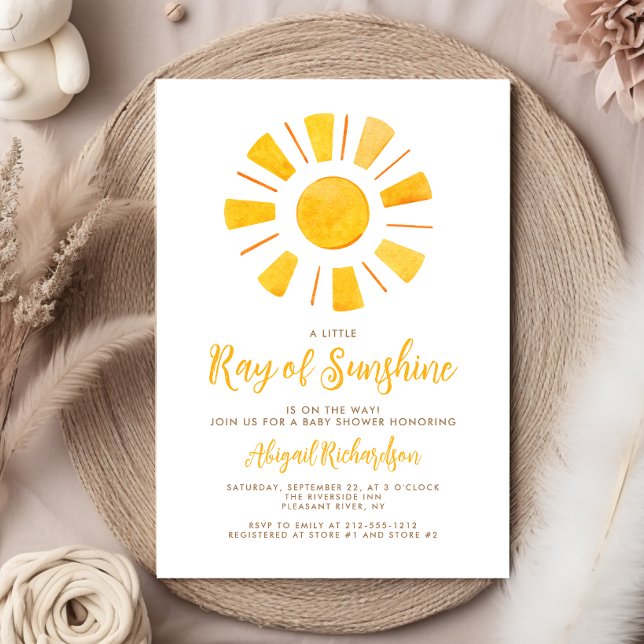Convite Chuva de Sol Amarelo Laranja Baby Shower (Criador carregado)