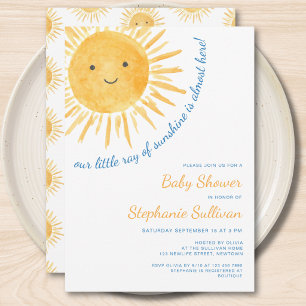 Convite Chuva de Sol Baby Shower Menino