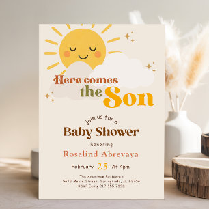 Convite Chuva de Sol Boho Aqui Vem o Filho Churrasco de Be