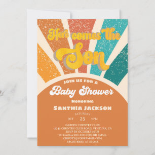Convite Chuva de Sol Groovy - Baby Shower - Aqui Vem o Fil