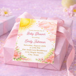 Convite Chuva de Sol Menina Bebê Aquarela