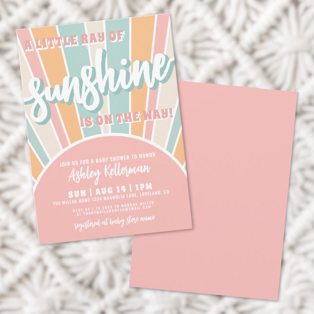 Convite Chuva de Sol Retro Festa de Bebê (Sunshine Retro Sun Baby Shower Invitation)
