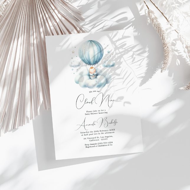 Convite Chuva de Sonhos no Paraíso Chuvosa de Bebê (Dreamy On Cloud 9 Baby Shower Invitation)