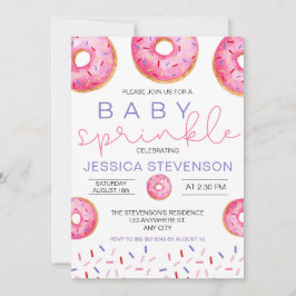 Convite Chuva de sprinkles de menina de donut de aquarela