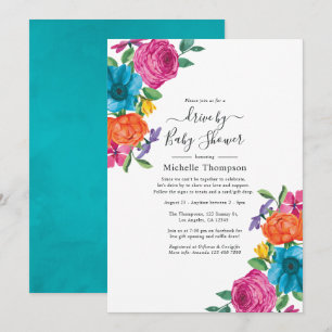 Convite Chuva de Surpresa de Fiesta Floral Aquarela