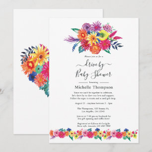 Convite Chuva de Surpresa de Fiesta Floral em Aquarela