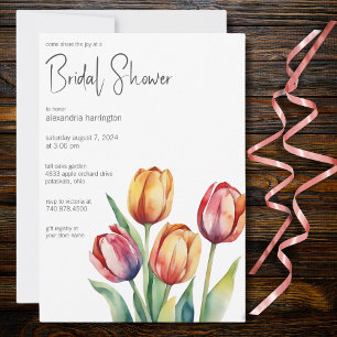 Convite Chuva de Tulipas em Aquarela para Chá de Noiva