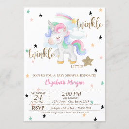 Convite Chuva de Unicórnio, Bebê Estrelinha Brilhante Show