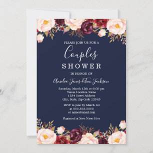Convite Chuva Floral Burgundy Casal Casamento Noiva