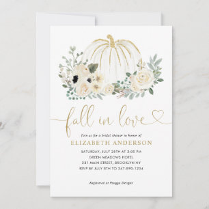 Convite Chuva Floral de Outono no Amor Abóbora Branca Chuv