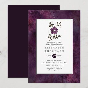 Convite Chuva Floral de Veludo Roxo Fundo Nupcial