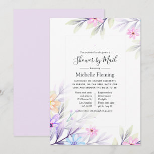 Convite Chuva Floral em Aquarela Pastel pelo Correio