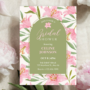 Convite Chuva floral pastél lilás verde chá de noiva