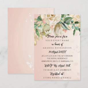 Convite Chuva Floral Rosa Claro Min para Noiva
