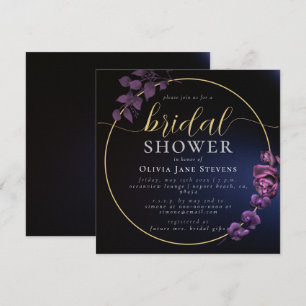Convite Chuva Negra Roxa Escura Floral Quadro Noivado