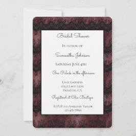 Convite Chuva Nupcial de Renda Falsa Burgundy Preta  
