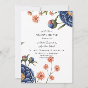 Convite Chuva Nupcial Naval e Laranja Queimada Floral