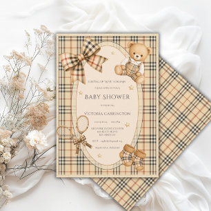 Convite Chuva Preto Xadrez Servindo Amor Baby Shower