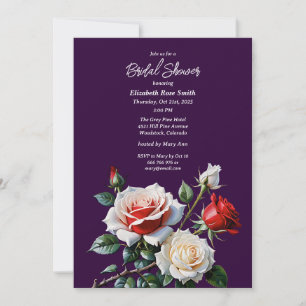 Convite Chuva rosa branco vermelho rosas bridal shower