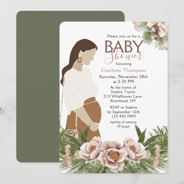 Convite Chuva Rosa Shower de Bebê para Mãe Esperada (Frente/Verso)