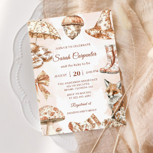 Convite Chuva Toile De Jouy Tema Floresta Baby Shower