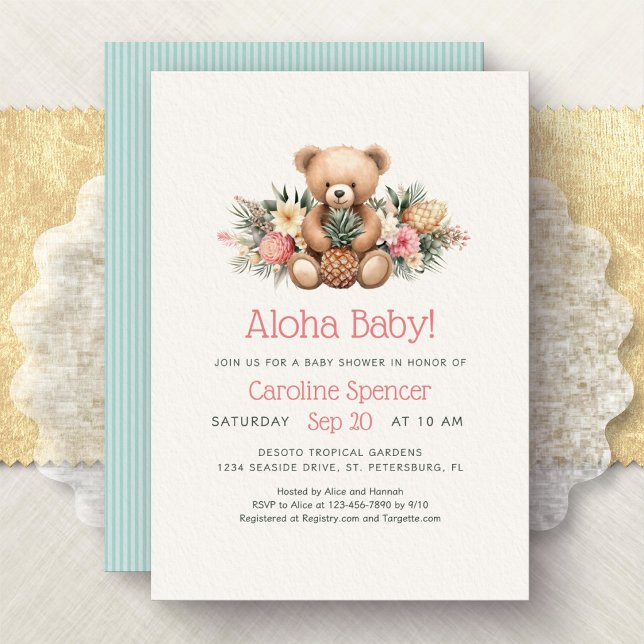 Convite Chuva Tropical de Bebê Aloha (Criador carregado)