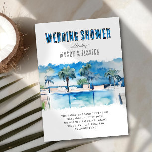 Convite Chuva Tropical de Casamento de Verão no Tanque