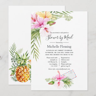 Convite Chuva Tropical Floral de Casamento ou Chá de Bebê