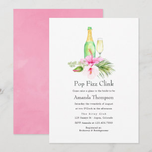 Convite Chuva Tropical Floral de Praia Pop Fizz Clink Chás