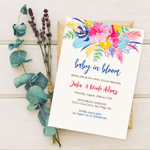 Convite Chuva Tropical Floresta Selvagem baby shower