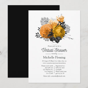 Convite Chuva Virtual Floral de Halloween Vintage