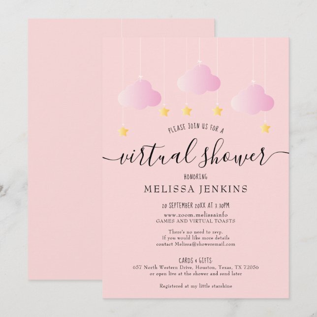 Convite Chuva Virtual Online à Distância Pelo Correio (Frente/Verso)