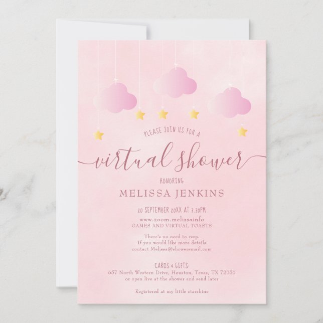 Convite Chuva Virtual Online à Distância pelo Correio Rosa (Frente)