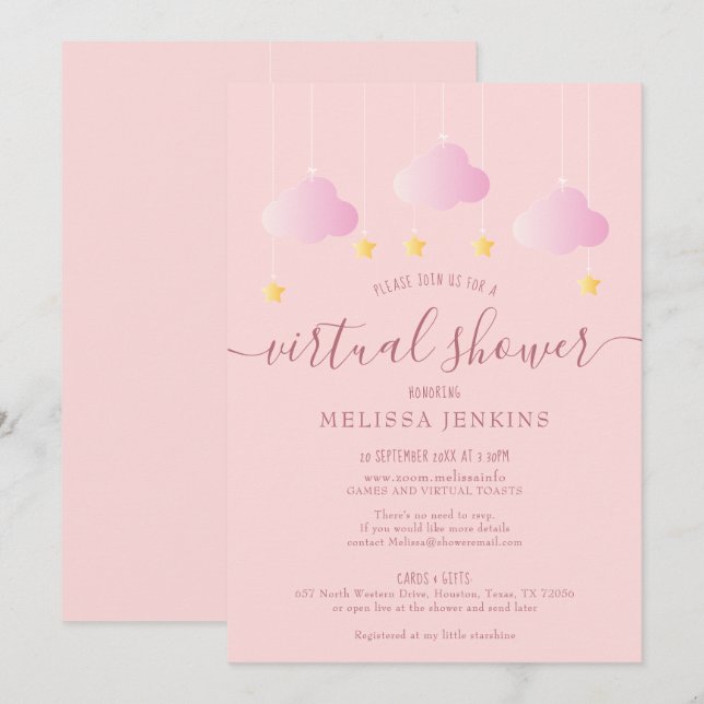 Convite Chuva Virtual Online à Distância pelo Correio Rosa (Frente/Verso)