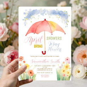 Convite Chuvas de Abril Trazem Flores de Maio Guarda-Chuva