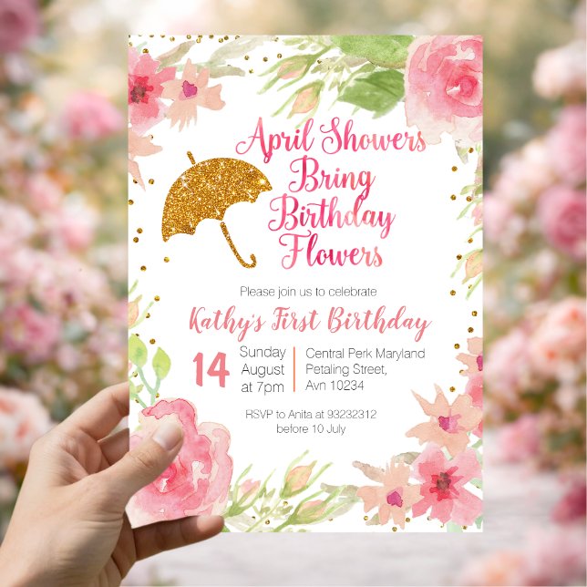 Convite Chuvas Florais de Abril Trazem Flores de Aniversár (Criador carregado)