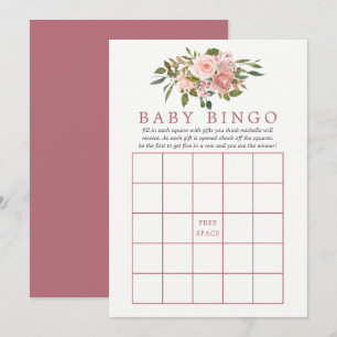 Convite Chuveirinho de Bebê Bingo de Bebê Rosa Floral e Do