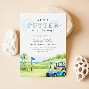 Convite Chuveirinho de Bebê de Golfe Elegante Littler Putt